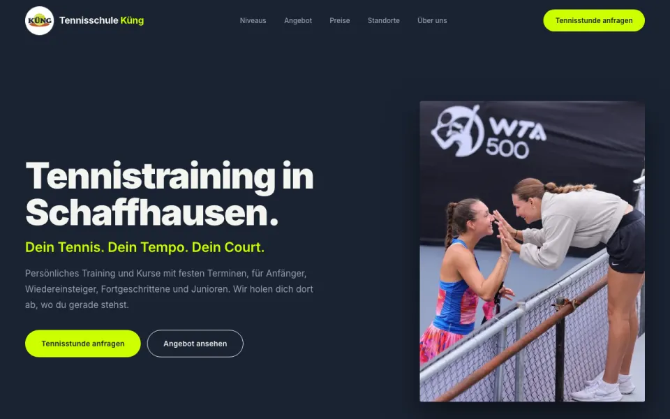 Startseite der Tennisschule Küng